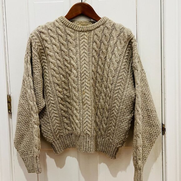 Vintage Fisherman’s Chunky Sweater Ireland Irish Aran Wool Cable Knit Dingle XL - Picture 8 of 16